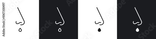 Runny nose icon in thin outlined.