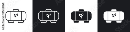 Biogas icon in thin outlined.