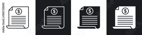Bill paid icon in thin outlined.