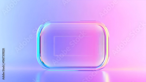 A Vibrant Holographic Digital Artwork Featuring an Abstract Shape With Glowing Edges