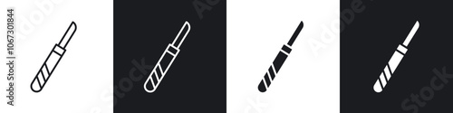 Scalpel icon in thin outlined.