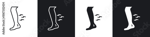 Shin pain icon in thin outlined.