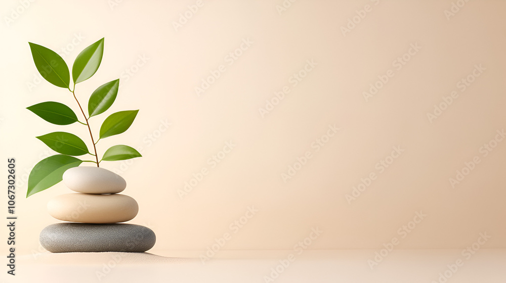 A serene Zen garden with Stones With Lines On sand--spa therapy--purity harmony and Balance for Meditation A serene Zen garden with Stones With Lines On sand--spa therapy--purity harmony and Balance for Meditation