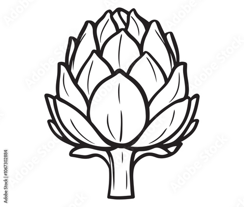 Hand drawn sketch artichoke illustration, Artichoke cartoon style vector, Artichoke vegetables icon