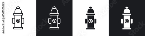Fire hydrant outlined and solid icon vector collection.
