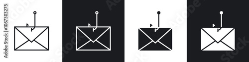 Email phishing icon in thin outlined.
