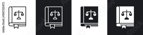 Law book icon in thin outlined.