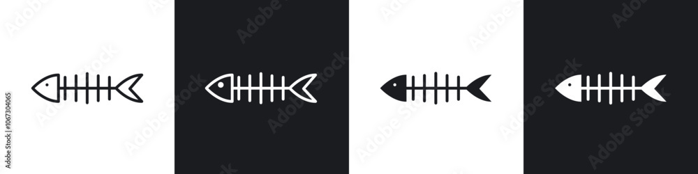 Fototapeta premium Fishbone icon in thin outlined.