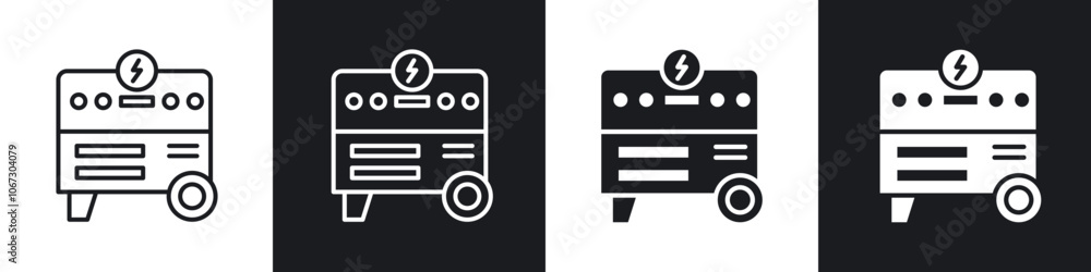 Electric generator icon in thin outlined. Electric generator icon in thin outlined.