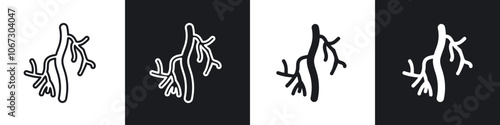 Human artery icon in thin outlined.