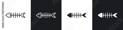 Fishbone icon in thin outlined.