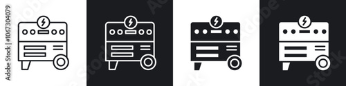 Electric generator icon in thin outlined.