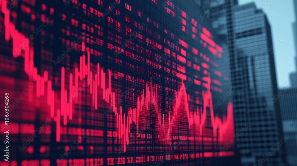 Red Financial Losses on Digital Display Board Red Financial Losses on Digital Display Board