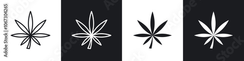 Weed icon in thin outlined.