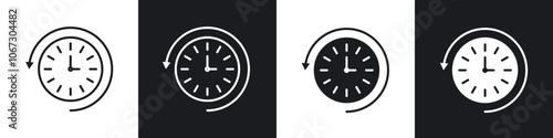 Rewind time icon in thin outlined.