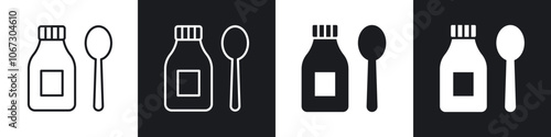 Syrup medicine bottle icon in thin outlined.