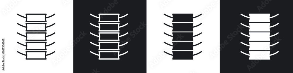 Spinal column icon in thin outlined.