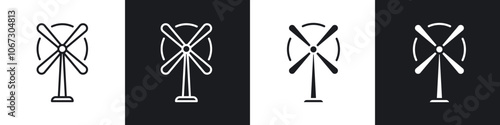 Eolic energy icon in thin outlined.