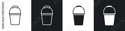 Water bucket icon in thin outlined.