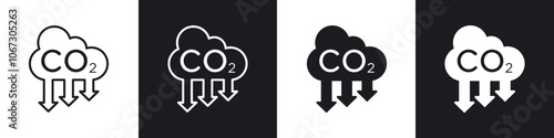 Low carbon dioxide icon in thin outlined.