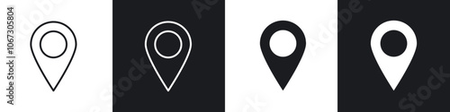 Navigation pin icon in thin outlined.