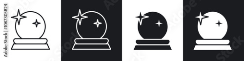 Crystal ball icon in thin outlined.