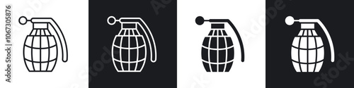 Hand grenade icon in thin outlined.