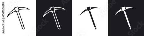 Pick axe icon in thin outlined.