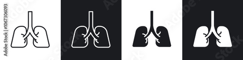 Lung icon in thin outlined.