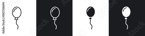 Balloon outlined and solid icon vector collection. photo