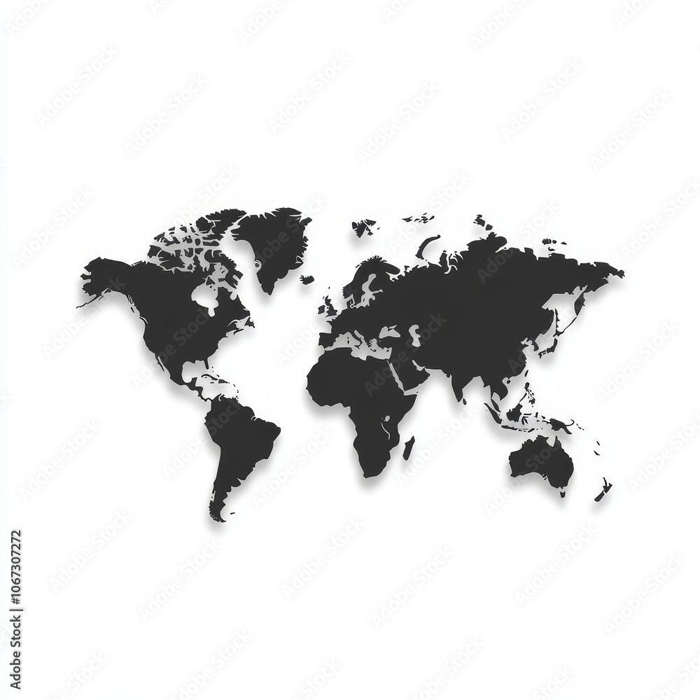 Minimalist Monochrome World Political Map, flat vector design, clear country borders, isolated on white background, modern and elegant style Minimalist Monochrome World Political Map, flat vector design, clear country borders, isolated on white background, modern and elegant style