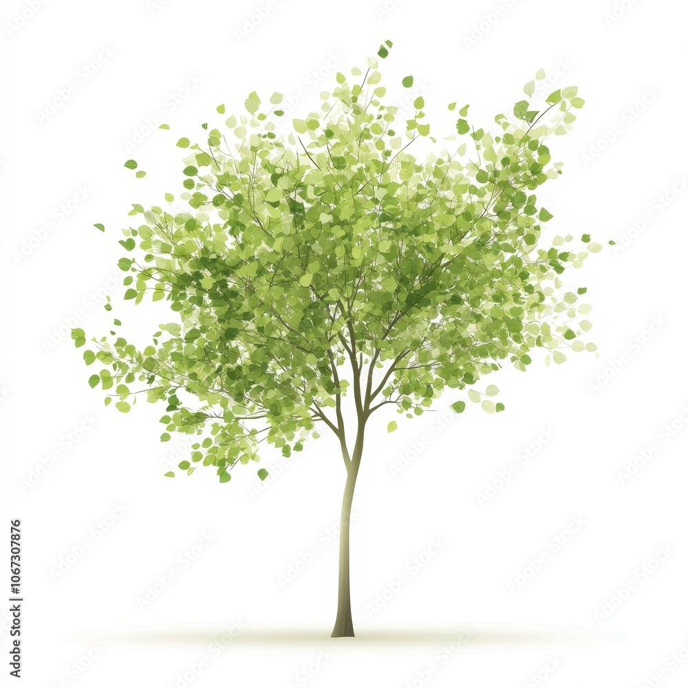 Wind-Swept Poplar Tree in Digital Vector Art, Vibrant Greens Against White Background, Capturing Nature's Dynamic Essence Wind-Swept Poplar Tree in Digital Vector Art, Vibrant Greens Against White Background, Capturing Nature's Dynamic Essence