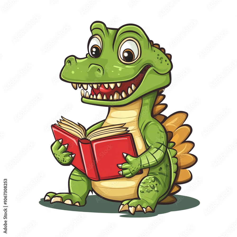Cute Alligator Reading a Book Cute Alligator Reading a Book