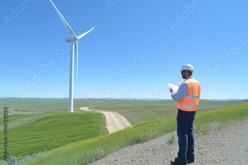 engineer standing on wind swept