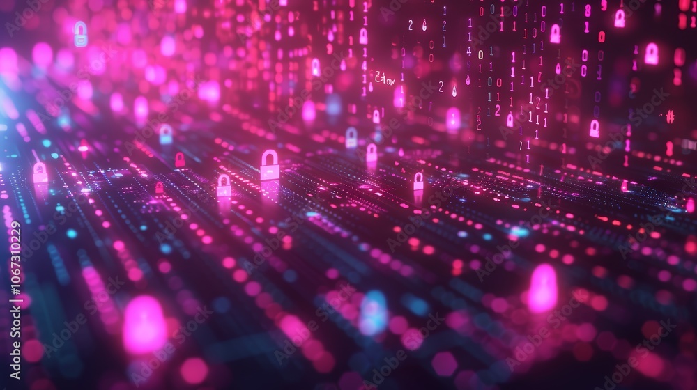 Digital Security Concept with Locks and Binary Code Representing Mitigating Risks in Cybersecurity Digital Security Concept with Locks and Binary Code Representing Mitigating Risks in Cybersecurity