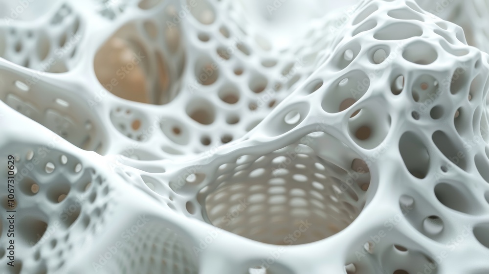 Abstract Close-Up of White Porous Structure with Organic Patterns and Intricate Details Abstract Close-Up of White Porous Structure with Organic Patterns and Intricate Details