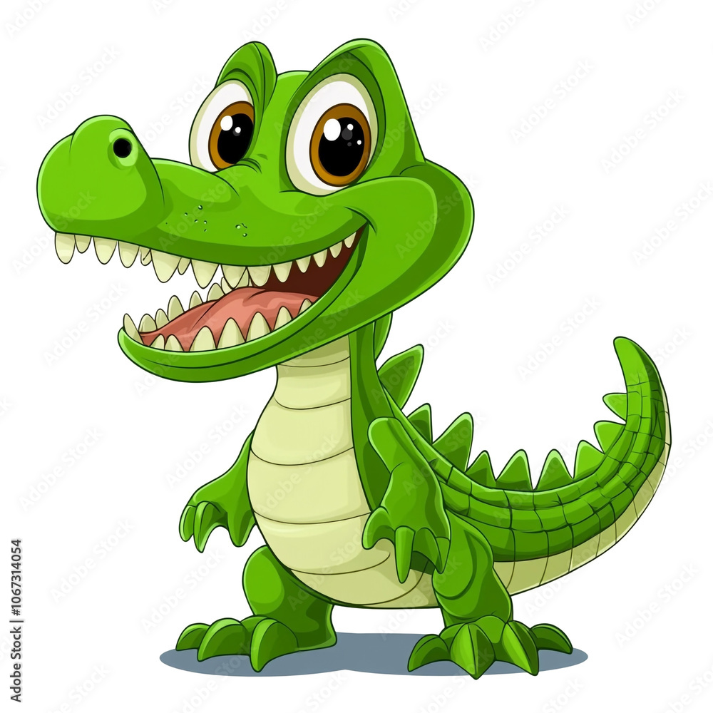 Fototapeta premium Cute Green Alligator Cartoon
