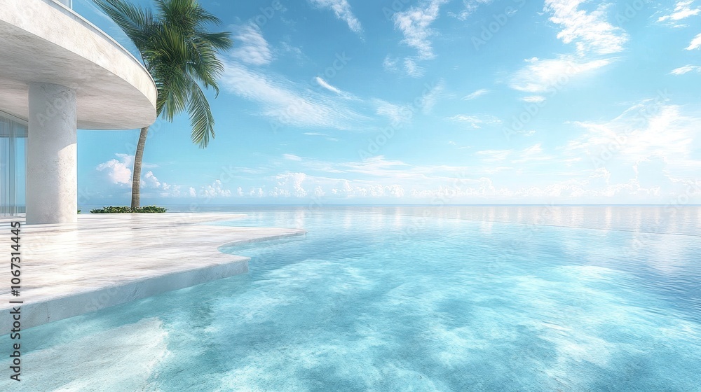 Fototapeta premium Modern villa embodying feng shui principles, harmonious design, serene architecture, tranquil living space, elegant interiors, inviting atmosphere