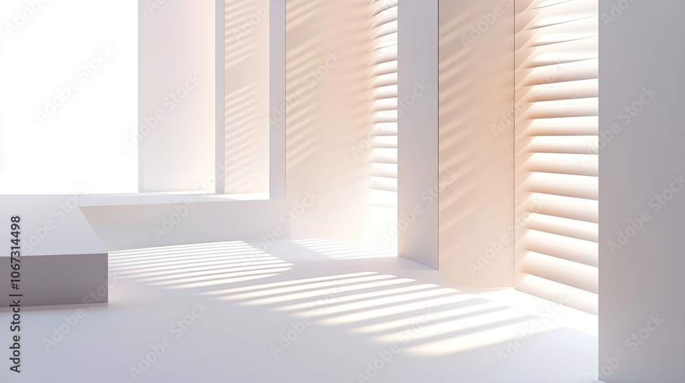 Obraz premium Concept packaging of window blinds, elegantly labeled, isolated on a white background, highlighting brand clarity.