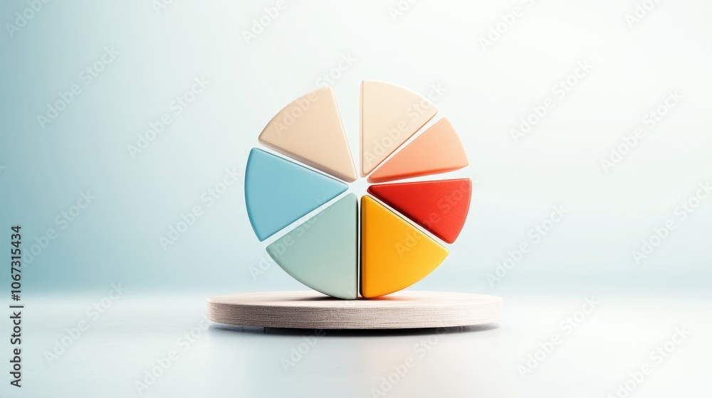 3D Pie Chart Visualization of Diversified Investment Portfolio Allocation, Asset Distribution, Financial Analysis