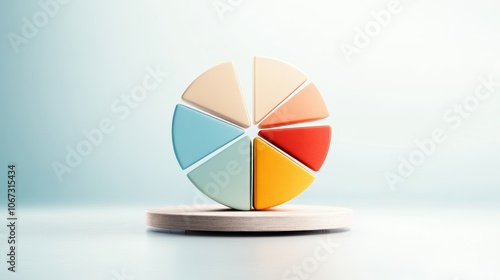 Obraz na płótnie 3D Pie Chart Visualization of Diversified Investment Portfolio Allocation, Asset Distribution, Financial Analysis w salonie