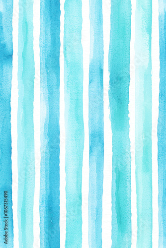 Vertical Watercolor stripe seamless pattern. Watercolour hand drawn striped texture on white background.