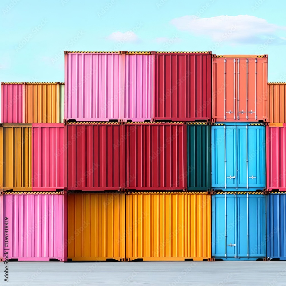 Fototapeta premium Cargo containers at port ready for transport, international logistics