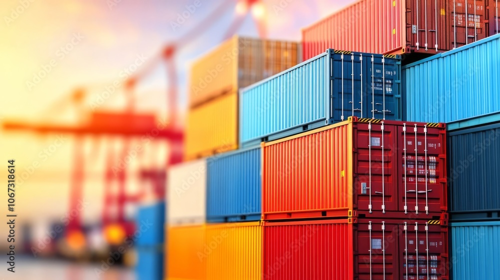 Fototapeta premium Cargo containers in port, organized and ready for transport