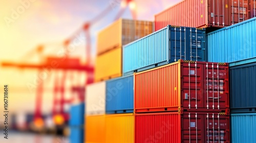 Cargo containers in port, organized and ready for transport