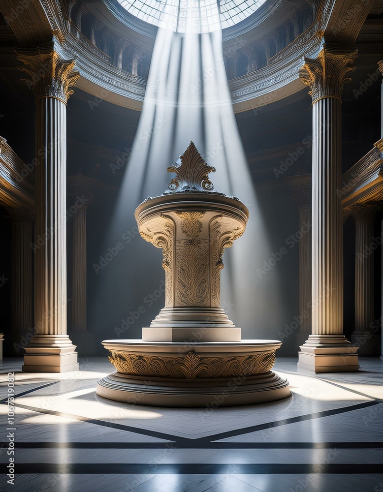 Ornate pedestal in a grand hall Ornate pedestal in a grand hall