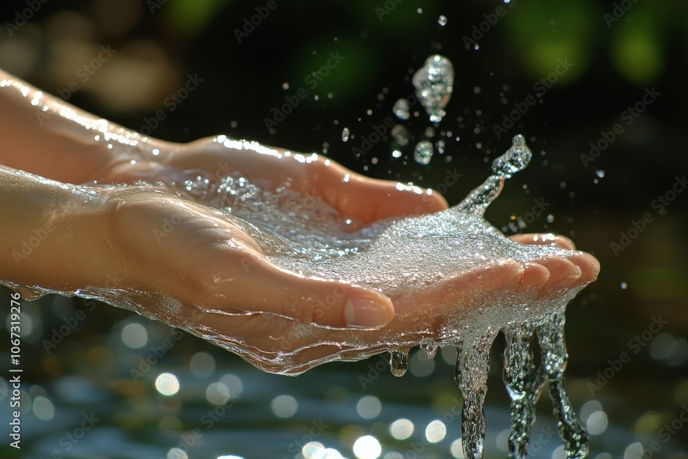 Fototapeta premium hand washing with water
