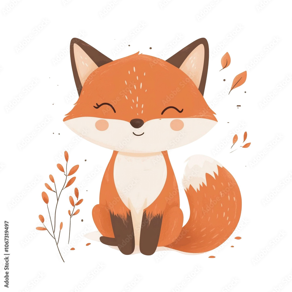Obraz premium Cute Cartoon Fox Illustration