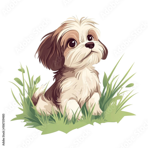 Cute Puppy in the Grass photo