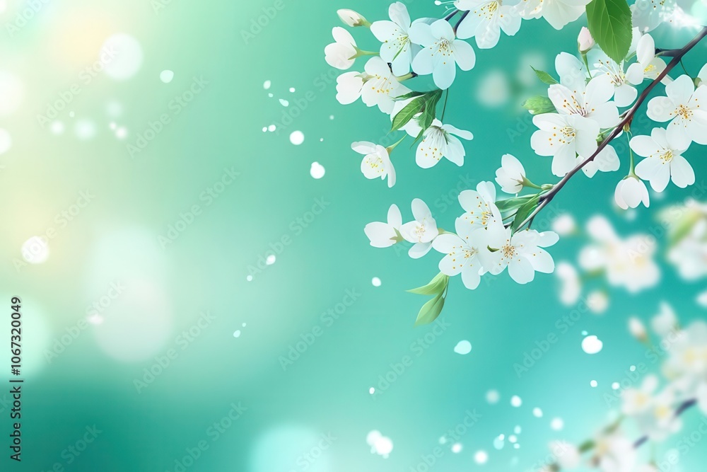 Springtime cherry blossom branch with blank area for text, nature placeholder, delicate beauty Springtime cherry blossom branch with blank area for text, nature placeholder, delicate beauty